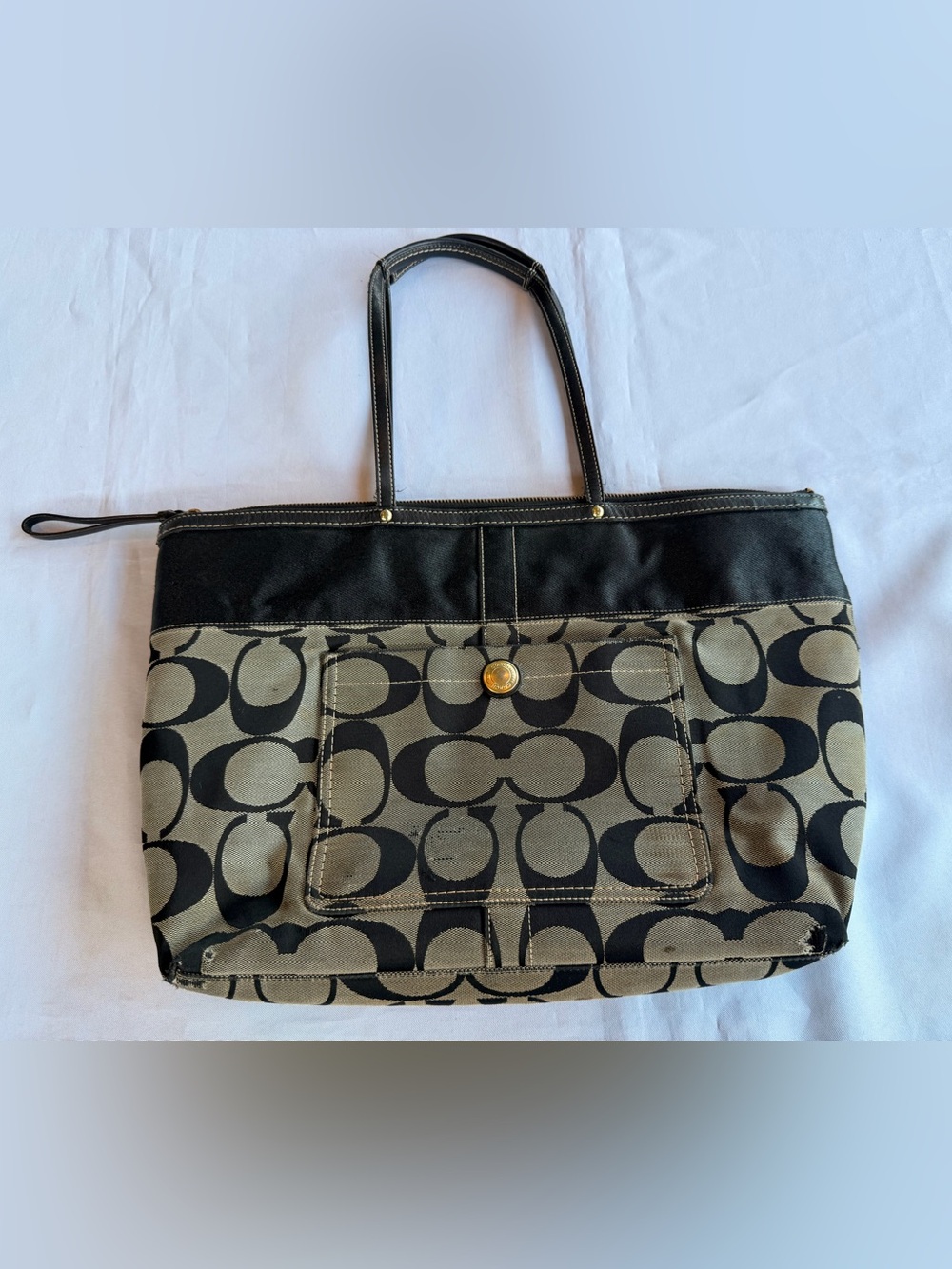 Coach No 11692 Very Large Tote Signature C Canvas Leather Fair/Poor